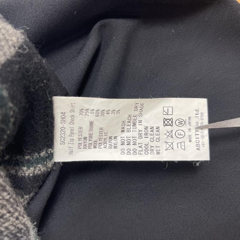 サノバチーズ SON OF THE CHEESE トレーナー 長袖 日本製 Half Zip Panel Check Shirt チェック柄 ウール レーヨン SC2320-SH04 L 黒 / ブラック / black メンズ USED 古着 中古 50158359