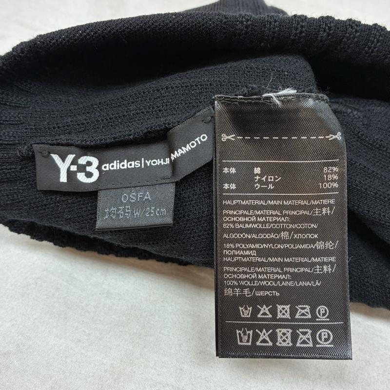 ワイスリー Y-3 帽子 ニット帽 19AW Beanie 3S ビーニー ニット キャップ FH9284 - ロゴ、文字 黒 / ブラック / black X 白 / ホワイト / white メンズ USED 古着 中古 50158382