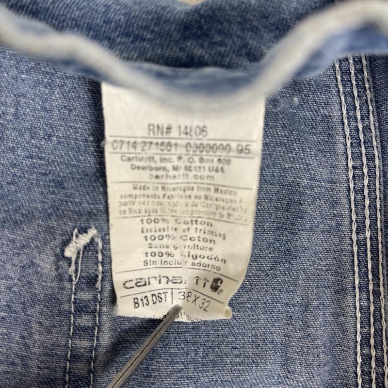 カーハート Carhartt パンツ ショートパンツ B13 DST original dungaree fit デニム ペインター ショーツ 38インチ インディゴ / インディゴ / Indigo メンズ USED 古着 中古 50158389