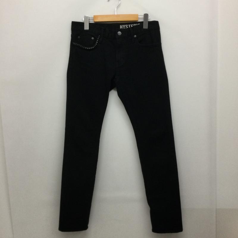 ヒステリックグラマー HYSTERIC GLAMOUR パンツ デニム、ジーンズ HYSTERIC GLAMOUR ヒステリックグラマー 02213AP16 スタッズ付き ブラック デニム スリム パンツ 30インチ 無地 黒 / ブラック / black メンズ USED 古着 中古 50158403