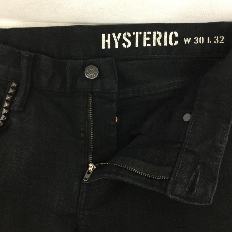 ヒステリックグラマー HYSTERIC GLAMOUR パンツ デニム、ジーンズ HYSTERIC GLAMOUR ヒステリックグラマー 02213AP16 スタッズ付き ブラック デニム スリム パンツ 30インチ 無地 黒 / ブラック / black メンズ USED 古着 中古 50158403