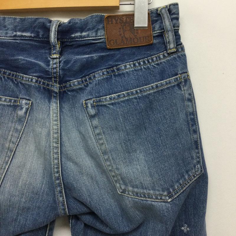 ヒステリックグラマー HYSTERIC GLAMOUR パンツ デニム、ジーンズ HYSTERIC GLAMOUR ヒステリックグラマー 0263AP23 SP加工 小窓 スタッズ リメイク ストレート デニム パンツ 30インチ 無地 インディゴ / インディゴ / Indigo メンズ USED 古着 中古 50158406