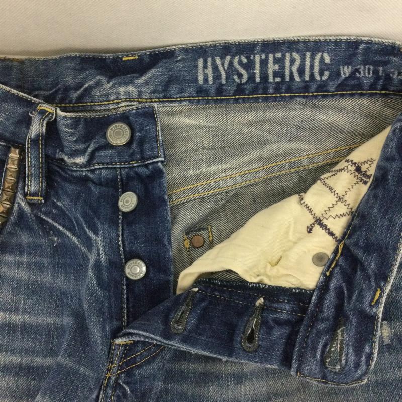 ヒステリックグラマー HYSTERIC GLAMOUR パンツ デニム、ジーンズ HYSTERIC GLAMOUR ヒステリックグラマー 0263AP23 SP加工 小窓 スタッズ リメイク ストレート デニム パンツ 30インチ 無地 インディゴ / インディゴ / Indigo メンズ USED 古着 中古 50158406