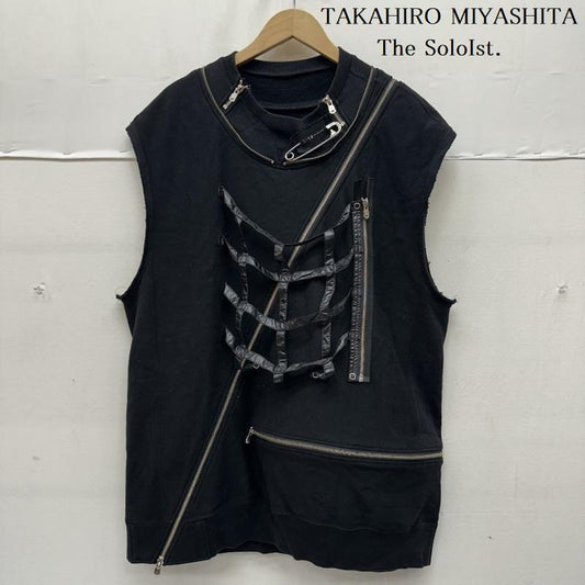 タカヒロ ミヤシタ ザ ソロイスト TAKAHIRO MIYASHITA The SoloIst. ベスト ベスト 21AW セーフティーピン ジップ スウェット ベスト 0006AW21 46 黒 / ブラック / black メンズ USED 古着 中古 50158436