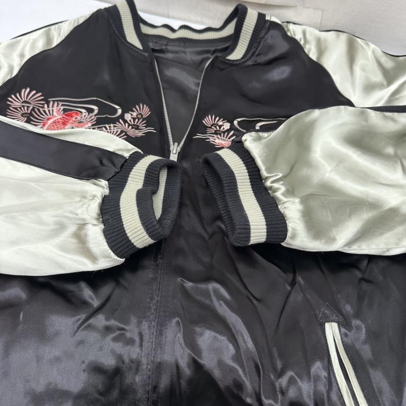 花旅楽団 花旅楽団 ジャケット、上着 ジャンパー、ブルゾン 金魚 桜 花 刺繍 リバーシブル レーヨン スカジャン XL 黒 / ブラック / black メンズ USED 古着 中古 50158438
