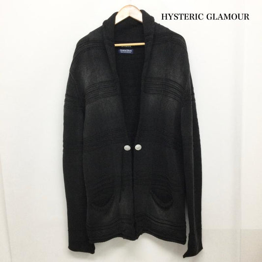 ヒステリックグラマー HYSTERIC GLAMOUR カーディガン 長袖 ショールカラー コンチョ付き ニット カーディガン 02181ND02 ユーズド加工 S  黒 / ブラック / black メンズ USED 古着 中古 50158447