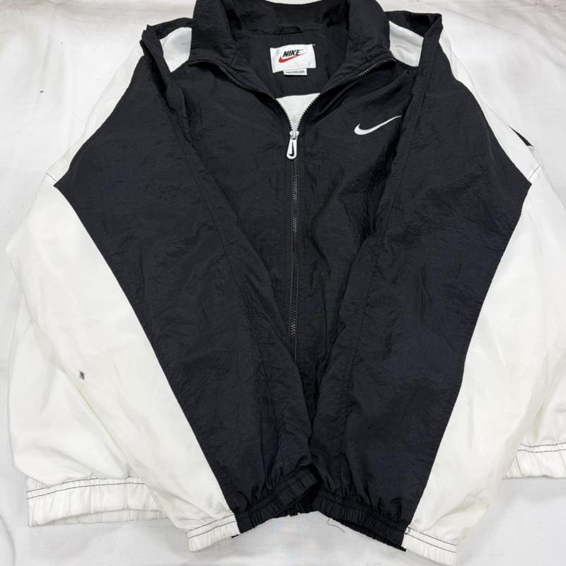 ナイキ NIKE ジャケット、上着 ジャンパー、ブルゾン 90s ナイロンジャケット フルジップ ロゴ 刺繍 ヴィンテージ XXL ワンポイント X ロゴ、文字 X 刺繍 白 / ホワイト / white X 黒 / ブラック / black メンズ USED 古着 中古 50158453