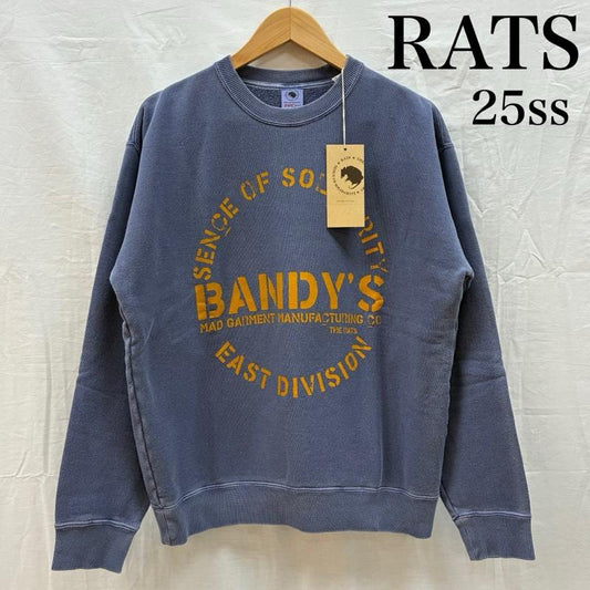 ラッツ RATS トレーナー 長袖 25ss PIGMENT DYED CREW NECK SWEAT ピグメントダイ クルーネック スウェット 25RTC-0203 M ロゴ、文字 X ダメージ加工 メンズ USED 古着 中古 50158457