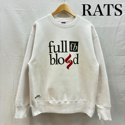 ラッツ RATS トレーナー 長袖 15周年記念 FULL BLOOD クルーネック スウェット トレーナー GOATボディ 5ネーム M ロゴ、文字 白 / ホワイト / white メンズ USED 古着 中古 50158461