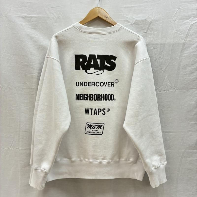 ラッツ RATS トレーナー 長袖 15周年記念 FULL BLOOD クルーネック スウェット トレーナー GOATボディ 5ネーム M ロゴ、文字 白 / ホワイト / white メンズ USED 古着 中古 50158461