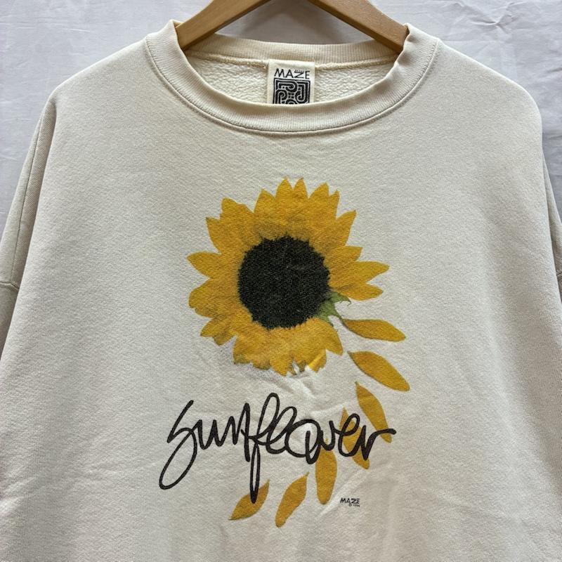 ヴィンテージ VINTAGE トレーナー 長袖 MAZE 90s USA製 1994 Sun Flower サンフラワー ひまわり アート プリント スウェット トレーナー L プリント メンズ USED 古着 中古 50158464