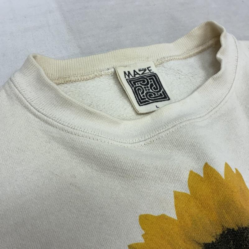 ヴィンテージ VINTAGE トレーナー 長袖 MAZE 90s USA製 1994 Sun Flower サンフラワー ひまわり アート プリント スウェット トレーナー L プリント メンズ USED 古着 中古 50158464