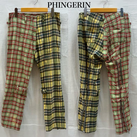 フィンガリン PHINGERIN ボトムス ボトムス 20ss クレイジー パターン チェック ボンテージ パンツ PD-201-BT-042 S チェック マルチカラー / マルチカラー / multicolor メンズ USED 古着 中古 50158465