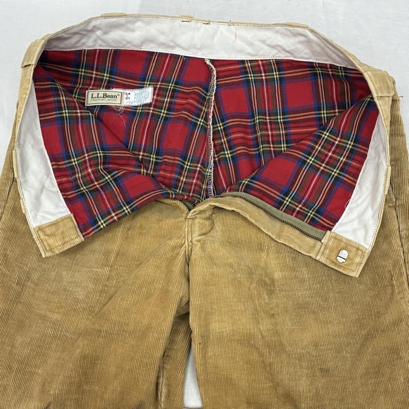 エルエルビーン L.L.Bean ボトムス ボトムス 80s USA製 ダブルフェイス 裏タータンチェック テーパード コーデュロイ パンツ 34インチ メンズ USED 古着 中古 50158469