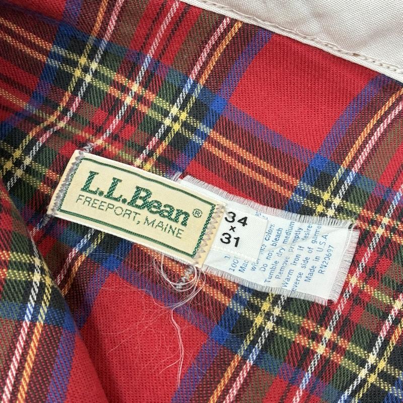 エルエルビーン L.L.Bean ボトムス ボトムス 80s USA製 ダブルフェイス 裏タータンチェック テーパード コーデュロイ パンツ 34インチ メンズ USED 古着 中古 50158469