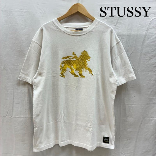 ステューシー STUSSY Tシャツ 半袖 00s USA製 old gold オールド ゴールド ライオン Tシャツ XL ロゴ、文字 X プリント 白 / ホワイト / white X 金 / ゴールド / gold color メンズ USED 古着 中古 50158484