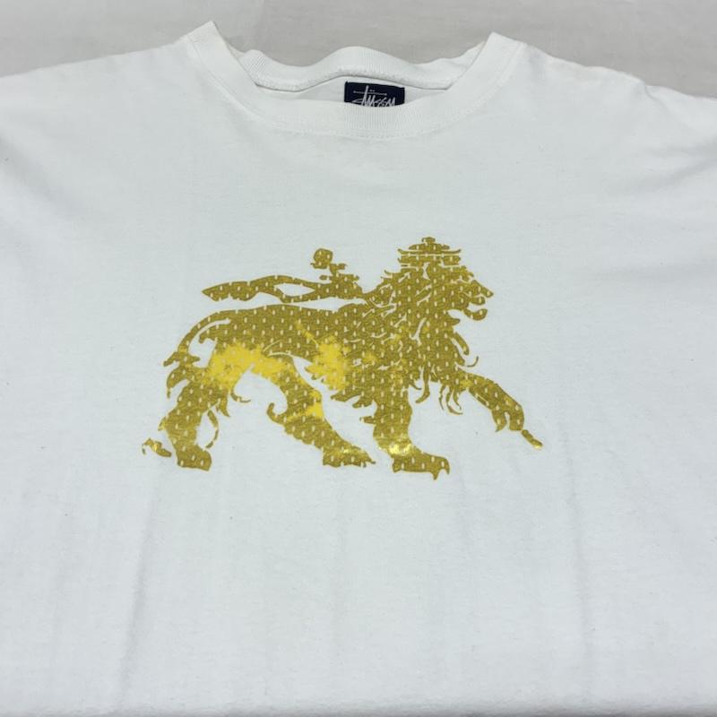 ステューシー STUSSY Tシャツ 半袖 00s USA製 old gold オールド ゴールド ライオン Tシャツ XL ロゴ、文字 X プリント 白 / ホワイト / white X 金 / ゴールド / gold color メンズ USED 古着 中古 50158484