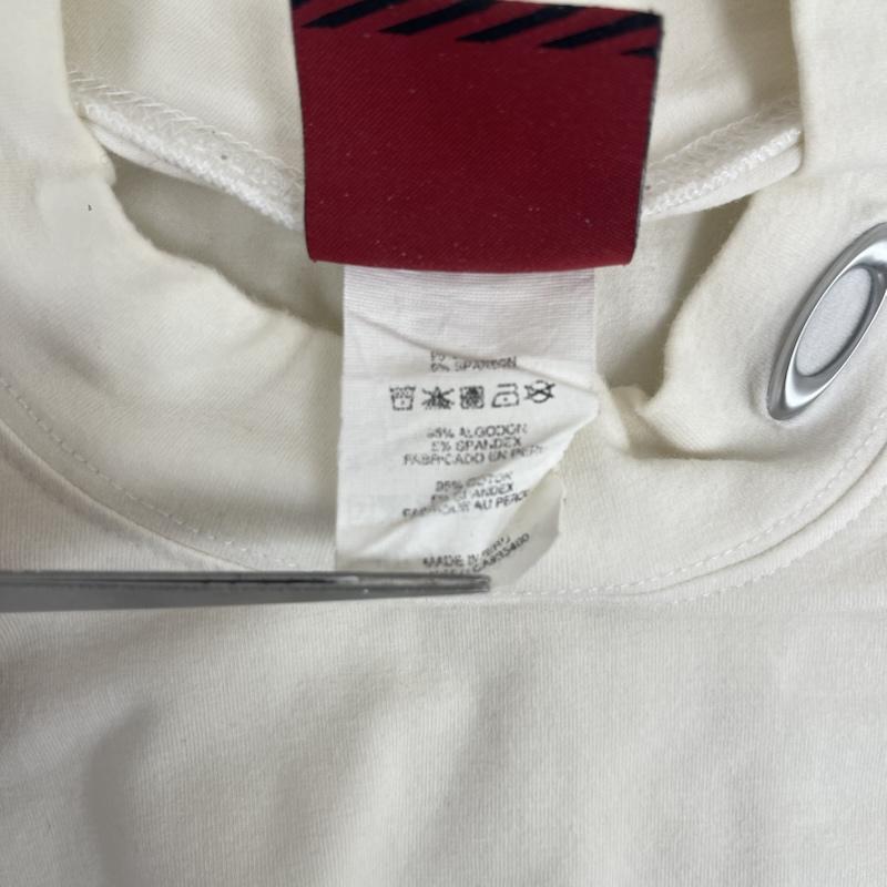 オークリー OAKLEY Tシャツ 半袖 赤タグ 00s Ellipse メタルロゴ モック ネック Tシャツ アイボリー S オフホワイト / オフホワイト / メンズ USED 古着 中古 50158498