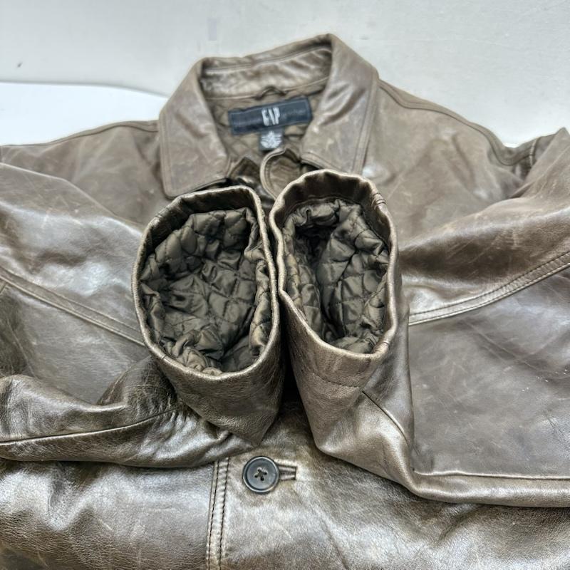 ギャップ GAP ジャケット、上着 レザージャケット 90s 00s OLD GAP ロング レザー ジャケット XL 茶 / ブラウン / brown メンズ USED 古着 中古 50158536