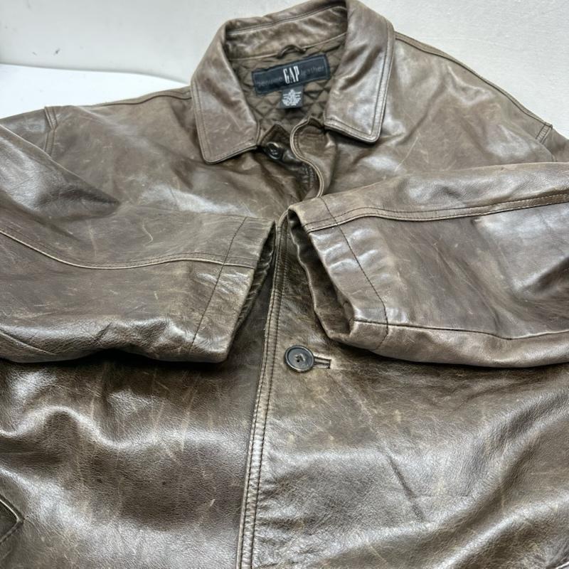 ギャップ GAP ジャケット、上着 レザージャケット 90s 00s OLD GAP ロング レザー ジャケット XL 茶 / ブラウン / brown メンズ USED 古着 中古 50158536