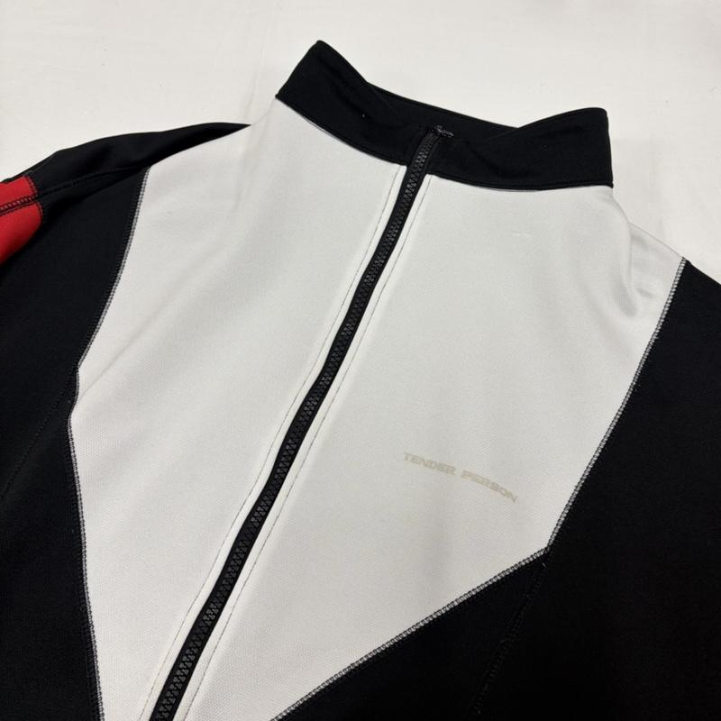 古着 USED ジャケット、上着 ジャケット、ブレザー TENDER PERSON テンダーパーソン ワンポイント ロゴ パネル切替 トラック ジャケット ジャージ - ワンポイント X ロゴ、文字 X プリント 黒 / ブラック / black X 白 / ホワイト / white X 赤 / レッド / red メンズ USED 古着 中古 50158580