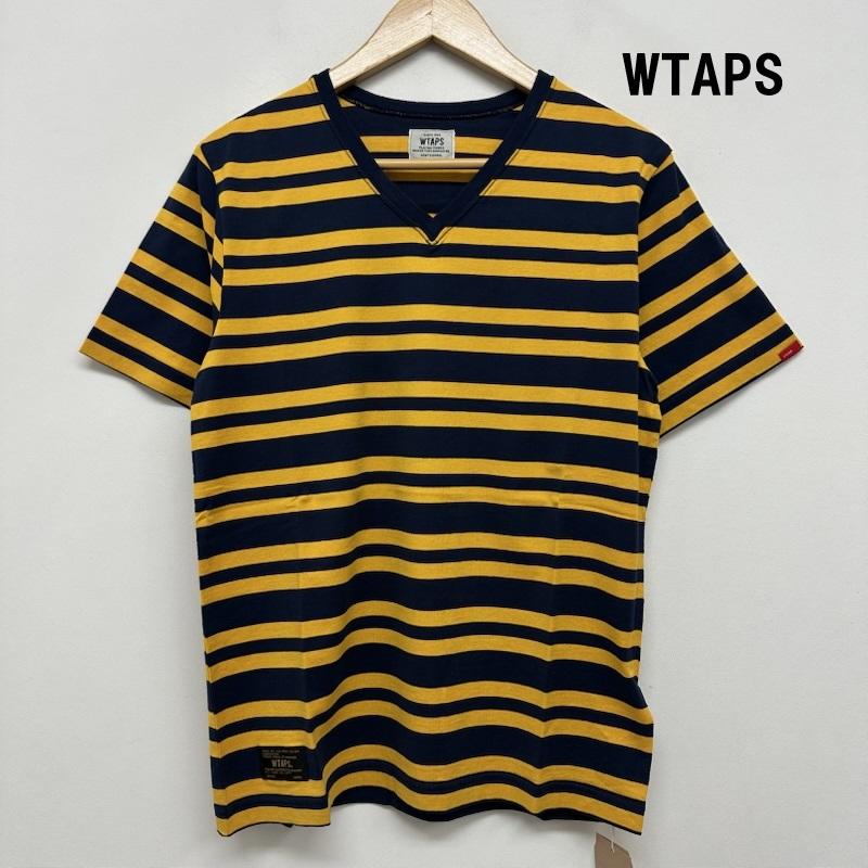 ダブルタップス WTAPS Tシャツ 半袖 VASQUE ボーダー Vネック Tシャツ 151ATDT-CSM15 S 黄 / イエロー / yellow X 紺 / ネイビー / navy メンズ USED 古着 中古 50158589