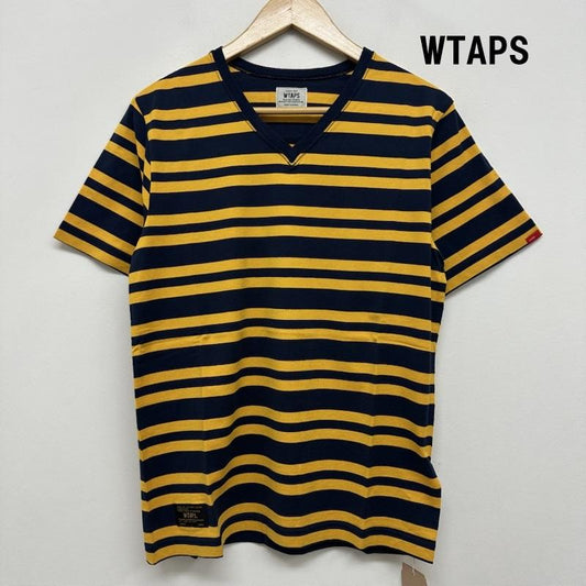 ダブルタップス WTAPS Tシャツ 半袖 VASQUE ボーダー Vネック Tシャツ 151ATDT-CSM15 S 黄 / イエロー / yellow X 紺 / ネイビー / navy メンズ USED 古着 中古 50158589