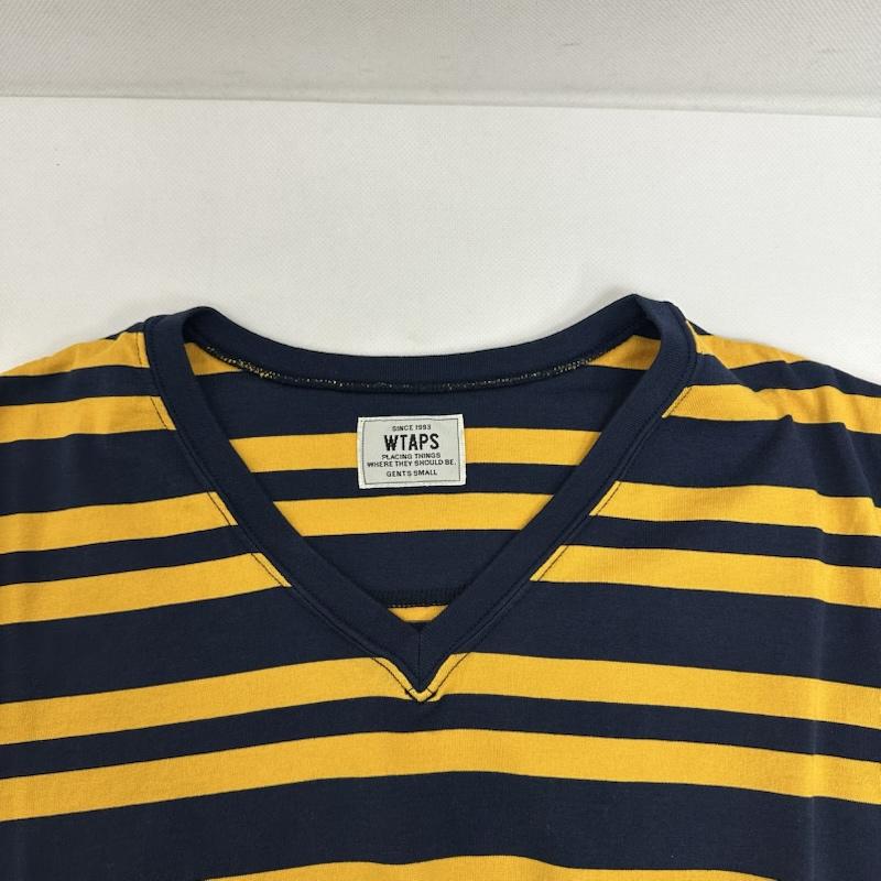 ダブルタップス WTAPS Tシャツ 半袖 VASQUE ボーダー Vネック Tシャツ 151ATDT-CSM15 S 黄 / イエロー / yellow X 紺 / ネイビー / navy メンズ USED 古着 中古 50158589