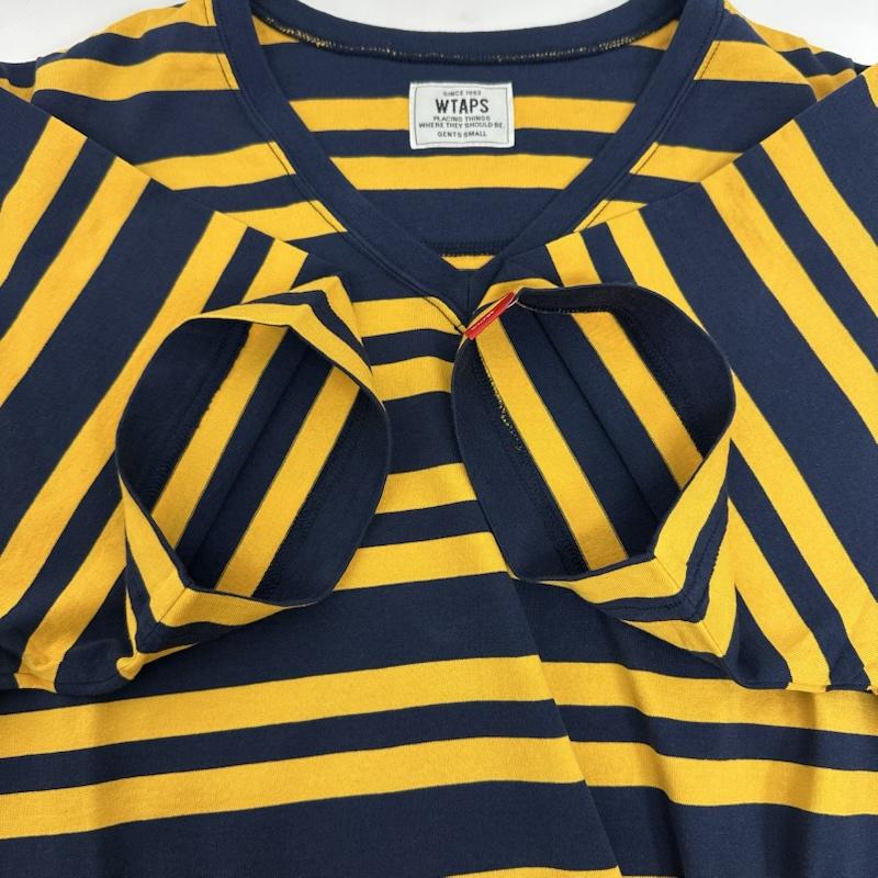 ダブルタップス WTAPS Tシャツ 半袖 VASQUE ボーダー Vネック Tシャツ 151ATDT-CSM15 S 黄 / イエロー / yellow X 紺 / ネイビー / navy メンズ USED 古着 中古 50158589