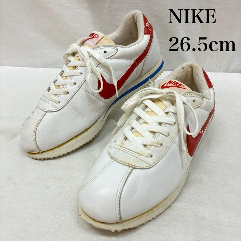 ナイキ NIKE スニーカー スニーカー 00s 2001年製 LEATHER CORTEZ レザー コルテッツ 2111-00 スニーカー 観賞用 26.5cm ロゴ、文字 白 / ホワイト / white X 赤 / レッド / red メンズ USED 古着 中古 50158599