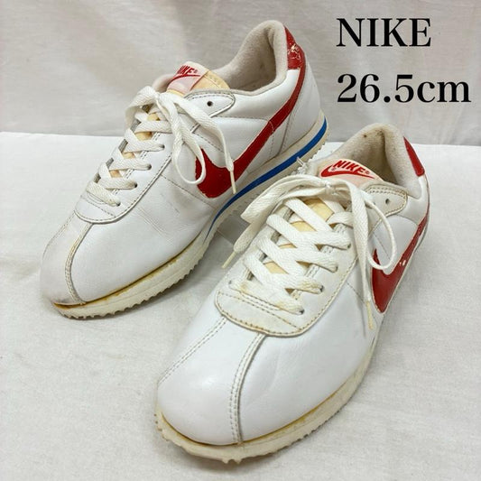ナイキ NIKE スニーカー スニーカー 00s 2001年製 LEATHER CORTEZ レザー コルテッツ 2111-00 スニーカー 観賞用 26.5cm ロゴ、文字 白 / ホワイト / white X 赤 / レッド / red メンズ USED 古着 中古 50158599