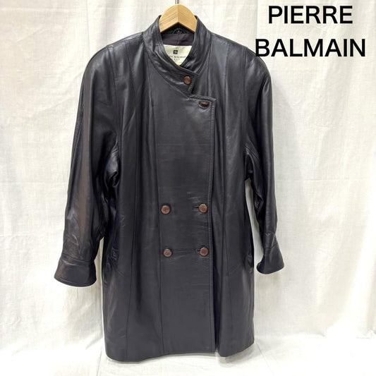 ピエールバルマン PIERRE BALMAIN ジャケット、上着 レザージャケット ラムレザーコート ダブルジャケット navy FREE FREE ワンポイント X ロゴ、文字 紺 / ネイビー / navy レディース USED 古着 中古 50158636