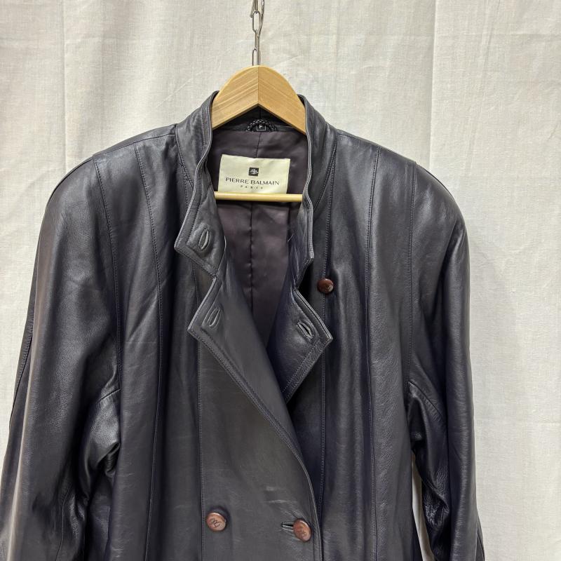 ピエールバルマン PIERRE BALMAIN ジャケット、上着 レザージャケット ラムレザーコート ダブルジャケット navy FREE FREE ワンポイント X ロゴ、文字 紺 / ネイビー / navy レディース USED 古着 中古 50158636