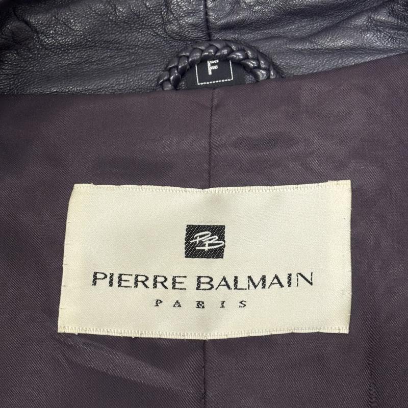 ピエールバルマン PIERRE BALMAIN ジャケット、上着 レザージャケット ラムレザーコート ダブルジャケット navy FREE FREE ワンポイント X ロゴ、文字 紺 / ネイビー / navy レディース USED 古着 中古 50158636