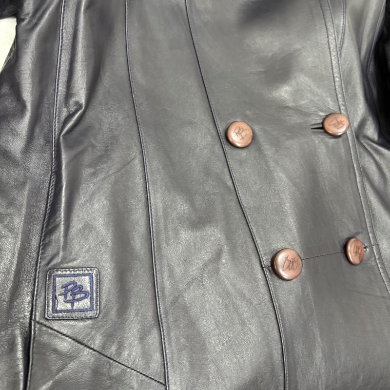 ピエールバルマン PIERRE BALMAIN ジャケット、上着 レザージャケット ラムレザーコート ダブルジャケット navy FREE FREE ワンポイント X ロゴ、文字 紺 / ネイビー / navy レディース USED 古着 中古 50158636