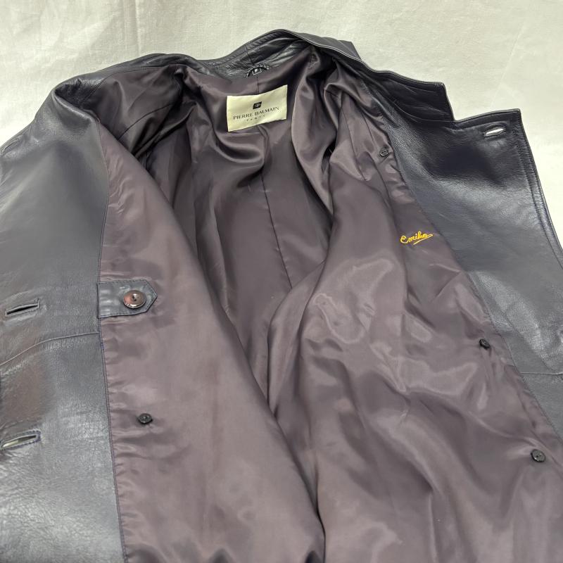 ピエールバルマン PIERRE BALMAIN ジャケット、上着 レザージャケット ラムレザーコート ダブルジャケット navy FREE FREE ワンポイント X ロゴ、文字 紺 / ネイビー / navy レディース USED 古着 中古 50158636