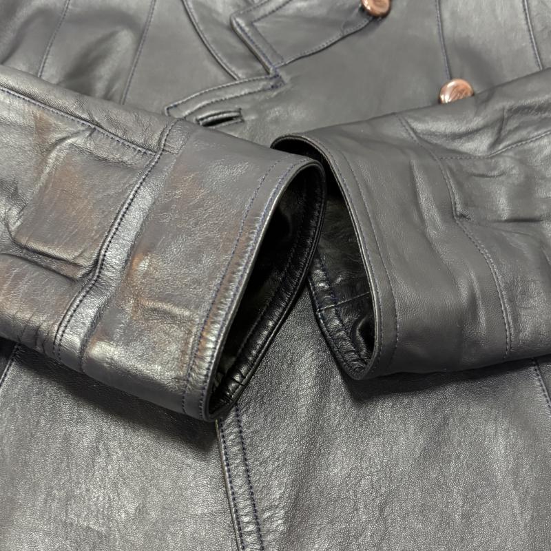 ピエールバルマン PIERRE BALMAIN ジャケット、上着 レザージャケット ラムレザーコート ダブルジャケット navy FREE FREE ワンポイント X ロゴ、文字 紺 / ネイビー / navy レディース USED 古着 中古 50158636