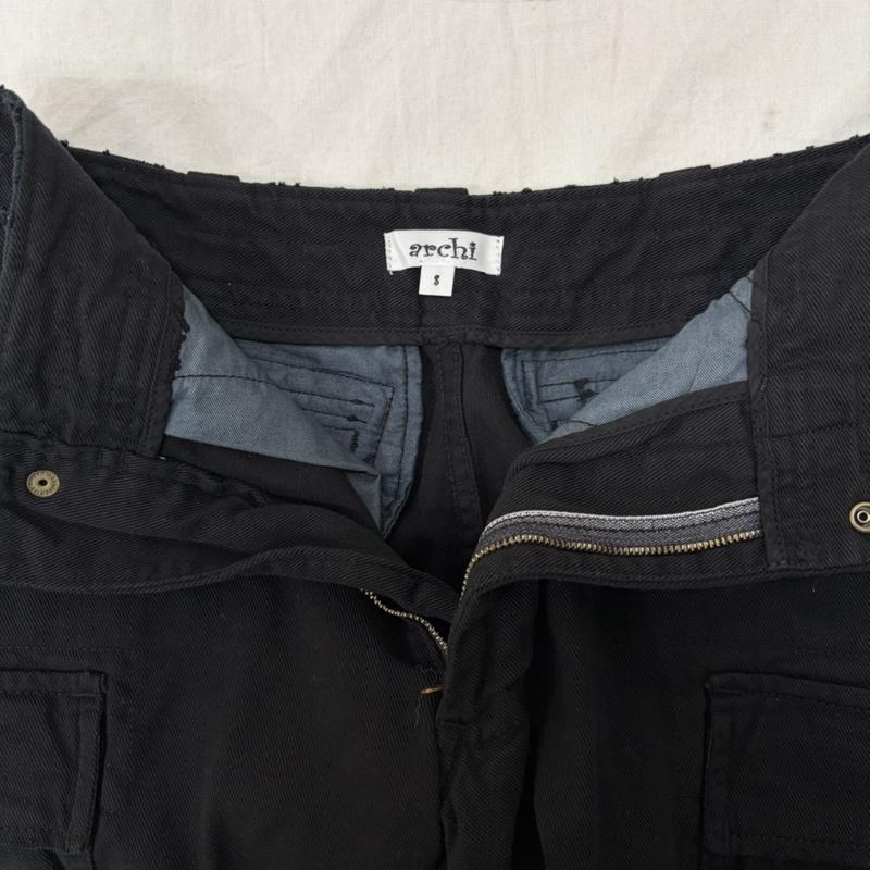 アーキ ARCHI パンツ ショートパンツ カーゴハーフパンツ フリンジデザイン black S S 無地 黒 / ブラック / black レディース USED 古着 中古 50158637