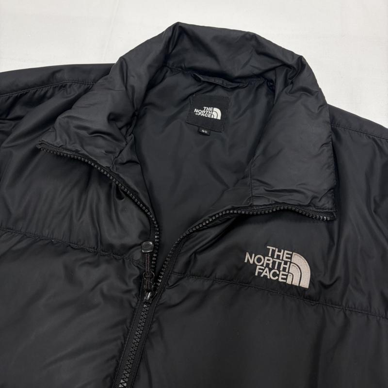 ザノースフェイス THE NORTH FACE ジャケット、上着 ダウンジャケット 600 フィル ナイロン ダウン ジャケット ロゴ 刺繍 フルジップ 95 - プリント X ロゴ、文字 X 刺繍 黒 / ブラック / black X 灰 / グレー / gray メンズ USED 古着 中古 50158688