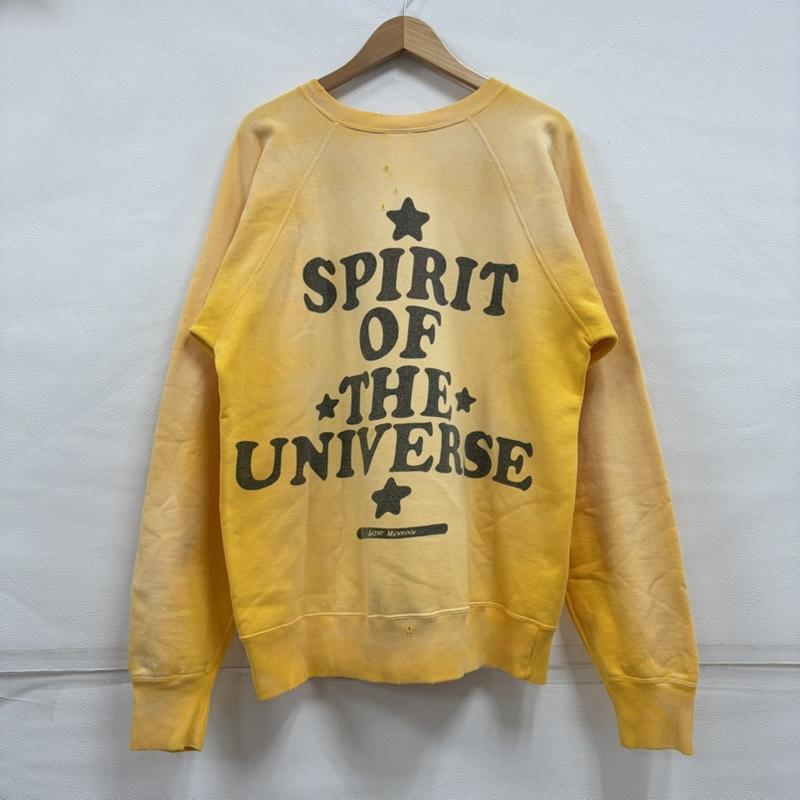 セントマイケル SAINT MICHAEL トレーナー 長袖 SAINT Mxxxxxx COW スウェット トレーナー プリント ダメージ ヴィンテージ加工 牛 カウ L ロゴ、文字 X プリント X ダメージ加工 黄 / イエロー / yellow X 黒 / ブラック / black メンズ USED 古着 中古 50158694