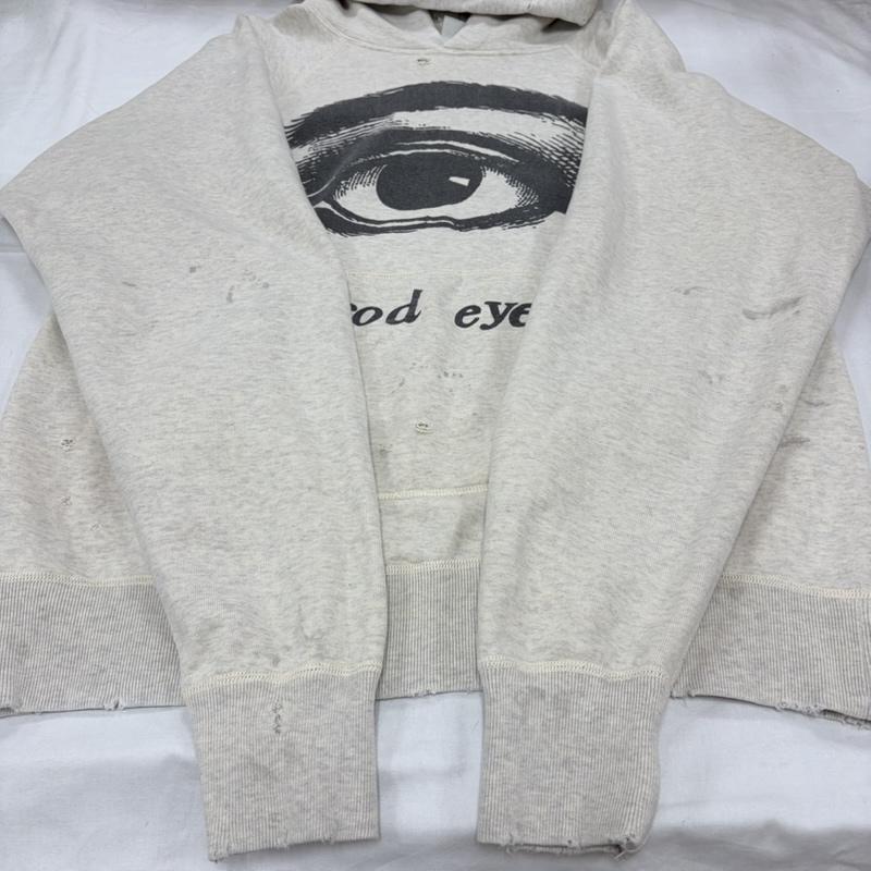 セントマイケル SAINT MICHAEL パーカー 長袖 GOD EYE グラフィック フーディー プリント パーカー プルオーバー ダメージ ヴィンテージ加工 - ロゴ、文字 X プリント 灰 / グレー / gray X 黒 / ブラック / black メンズ USED 古着 中古 50158701