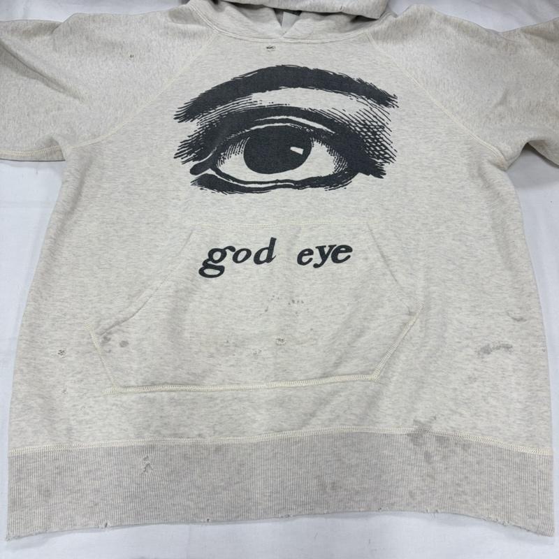 セントマイケル SAINT MICHAEL パーカー 長袖 GOD EYE グラフィック フーディー プリント パーカー プルオーバー ダメージ ヴィンテージ加工 - ロゴ、文字 X プリント 灰 / グレー / gray X 黒 / ブラック / black メンズ USED 古着 中古 50158701