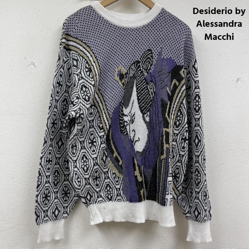 古着 USED ニット、セーター 長袖 Desiderio by Alessandra Macchi 日本製 歌舞伎 浮世絵 ニット セーター L 紫 / パープル / purple メンズ USED 古着 中古 50158716