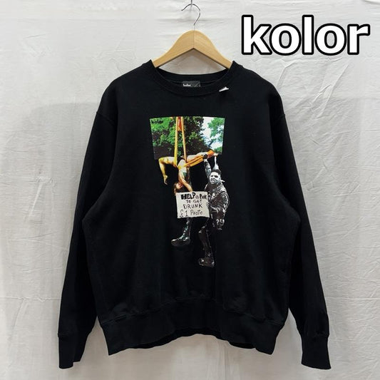 カラー kolor トレーナー 長袖 24WCM-T01201 グラフィック プリント クルーネック スウェット トレーナー 2 黒 / ブラック / black メンズ USED 古着 中古 50158721
