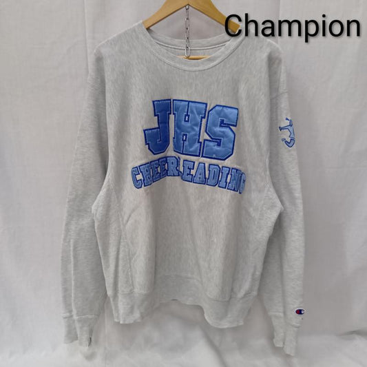 チャンピオン Champion トレーナー 長袖 90s 00s PREMIUM REVERSE WEAVE JHS CHEERLEADING チームスウェット 霜降りグレー - ロゴ、文字 灰 / グレー / gray メンズ USED 古着 中古 50158736