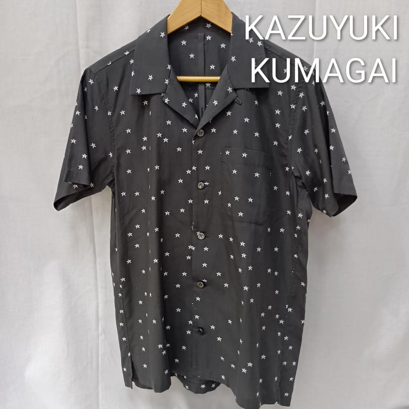 カズユキクマガイアタッチメント KAZUYUKI KUMAGAI ATTACHMENT シャツ、ブラウス 半袖 KS81-042 オープンカラー半袖シャツ 星柄 チャコールグレー SIZE:1 1 星 チャコールグレー / チャコールグレー / メンズ USED 古着 中古 50158738