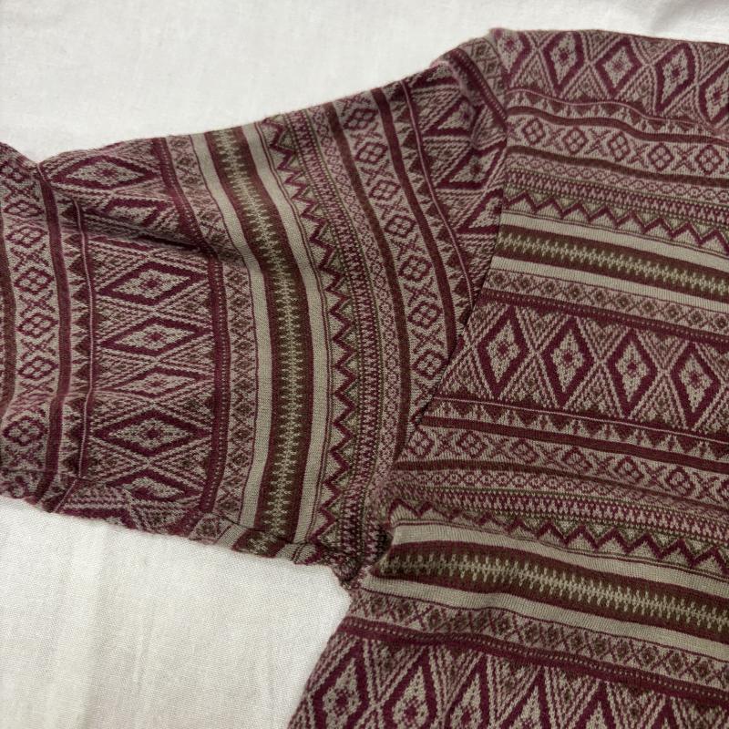 アタッチメント ATTACHMENT Tシャツ 長袖 AJ22-313 40/2天竺ジャガード クルーネック L/S burgundy - 総柄 えんじ / ワインレッド / dark red メンズ USED 古着 中古 50158739