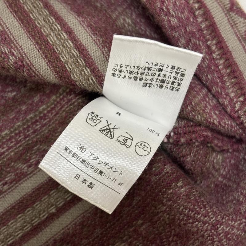アタッチメント ATTACHMENT Tシャツ 長袖 AJ22-313 40/2天竺ジャガード クルーネック L/S burgundy - 総柄 えんじ / ワインレッド / dark red メンズ USED 古着 中古 50158739