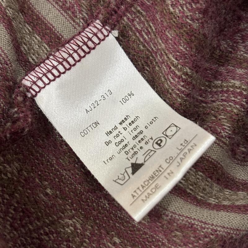 アタッチメント ATTACHMENT Tシャツ 長袖 AJ22-313 40/2天竺ジャガード クルーネック L/S burgundy - 総柄 えんじ / ワインレッド / dark red メンズ USED 古着 中古 50158739