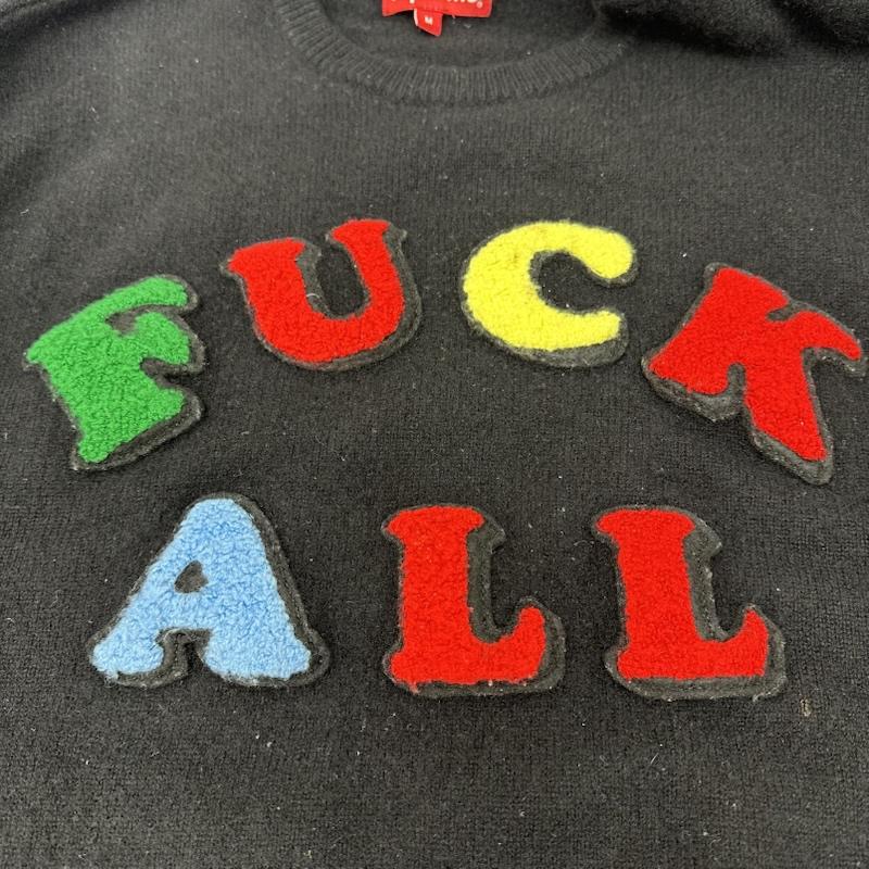 シュプリーム Supreme ニット、セーター 長袖 21SS Jamie Reid Fuck All Sweater クルーネック ニット ワッペン M 黒 / ブラック / black メンズ USED 古着 中古 50158916